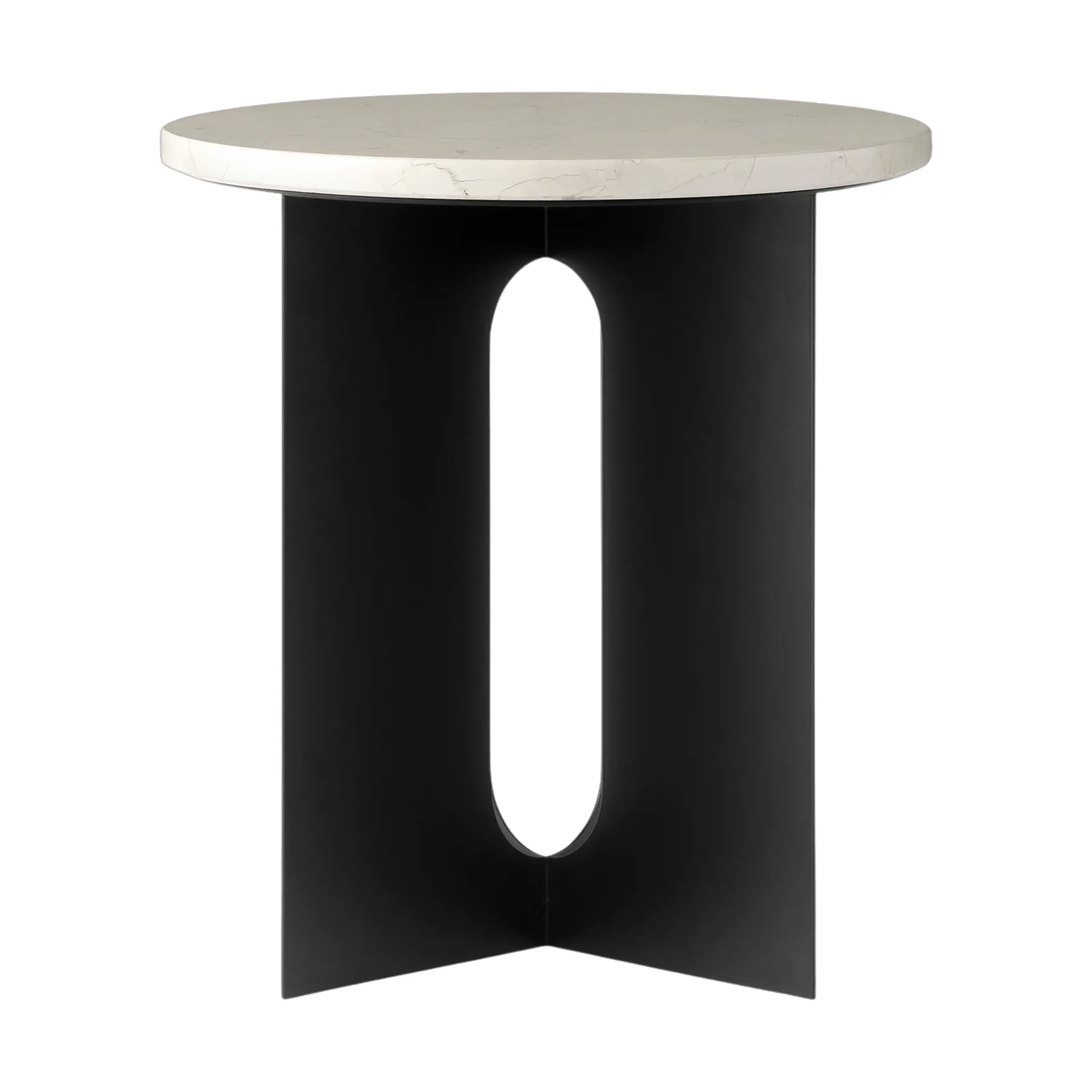 Table d'appoint Androgyne, Crystal Rose marbre-acier noir, Ø42 cm Audo Copenhagen