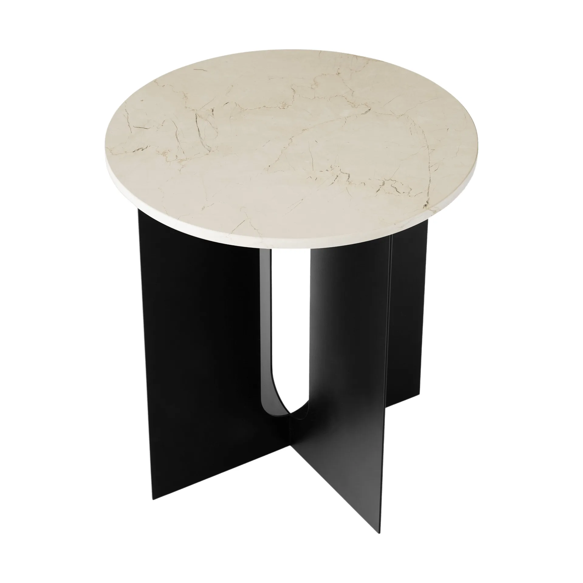 Table d'appoint Androgyne, Crystal Rose marbre-acier noir, Ø42 cm Audo Copenhagen