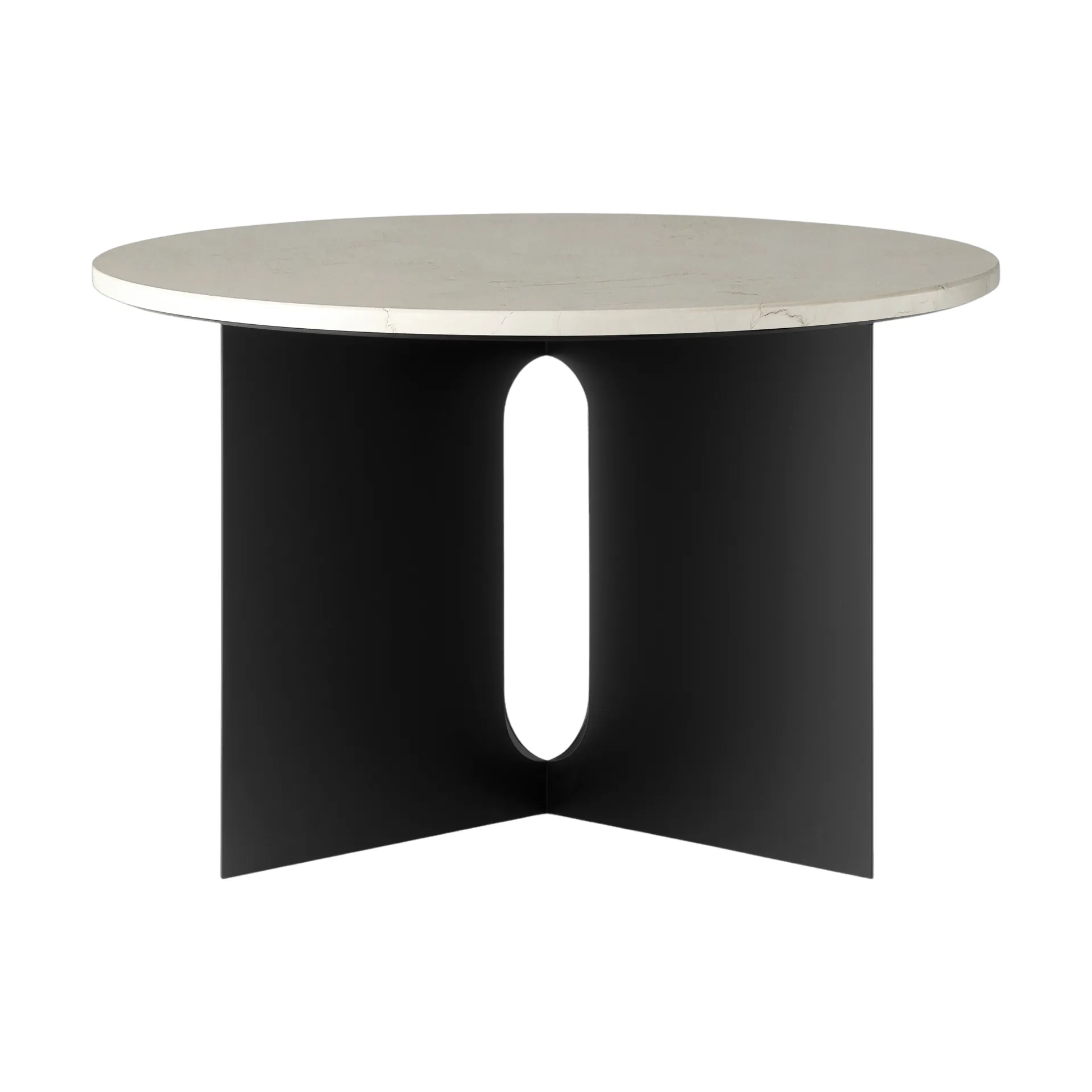 Table d'appoint Androgyne, Crystal Rose marbre-acier noir, Ø65 cm Audo Copenhagen