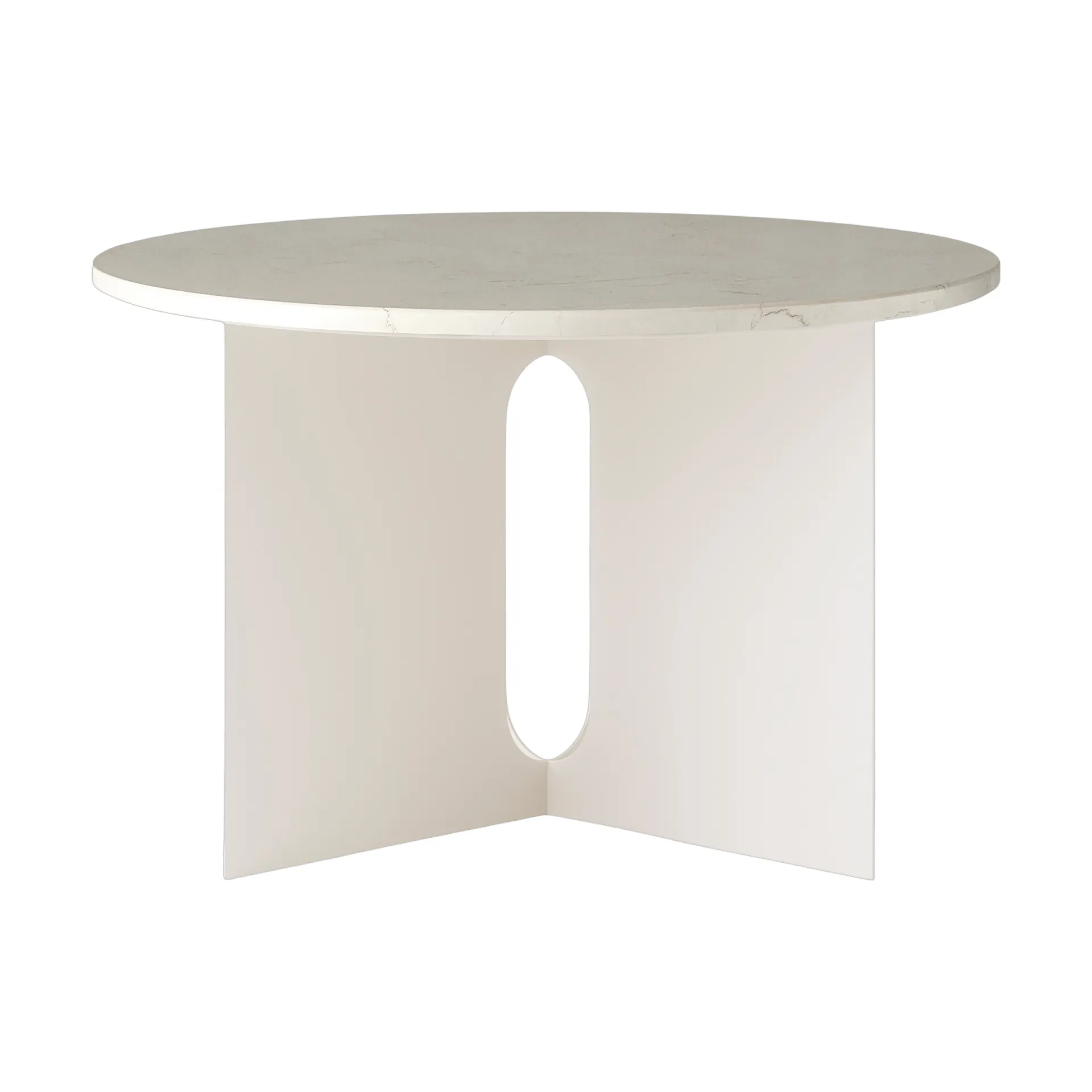 Table d'appoint Androgyne, Crystal Rose marbre-ivory acier, Ø65 cm Audo Copenhagen
