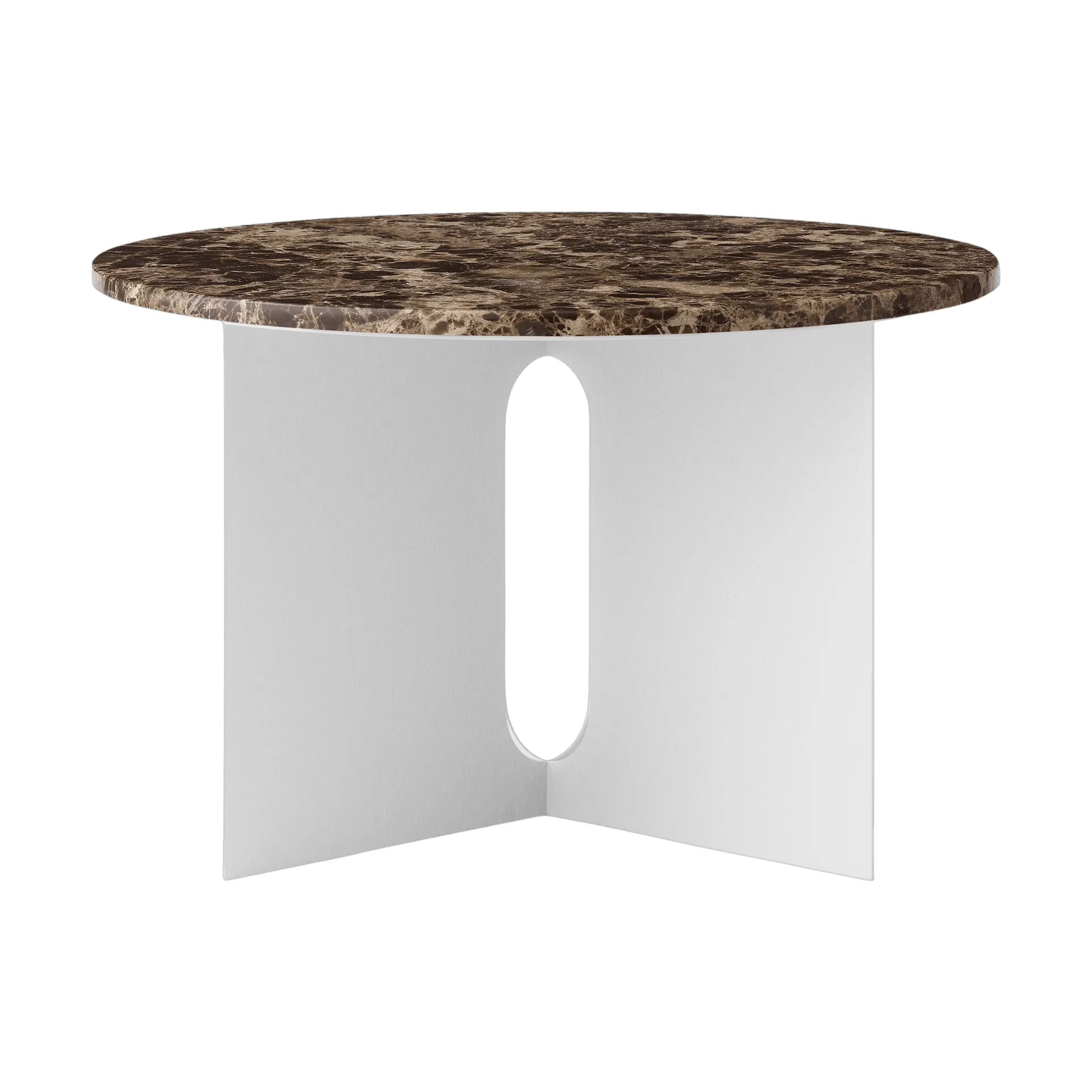 Table d'appoint Androgyne, Emperador marbre-acier brossé, Ø65 cm Audo Copenhagen