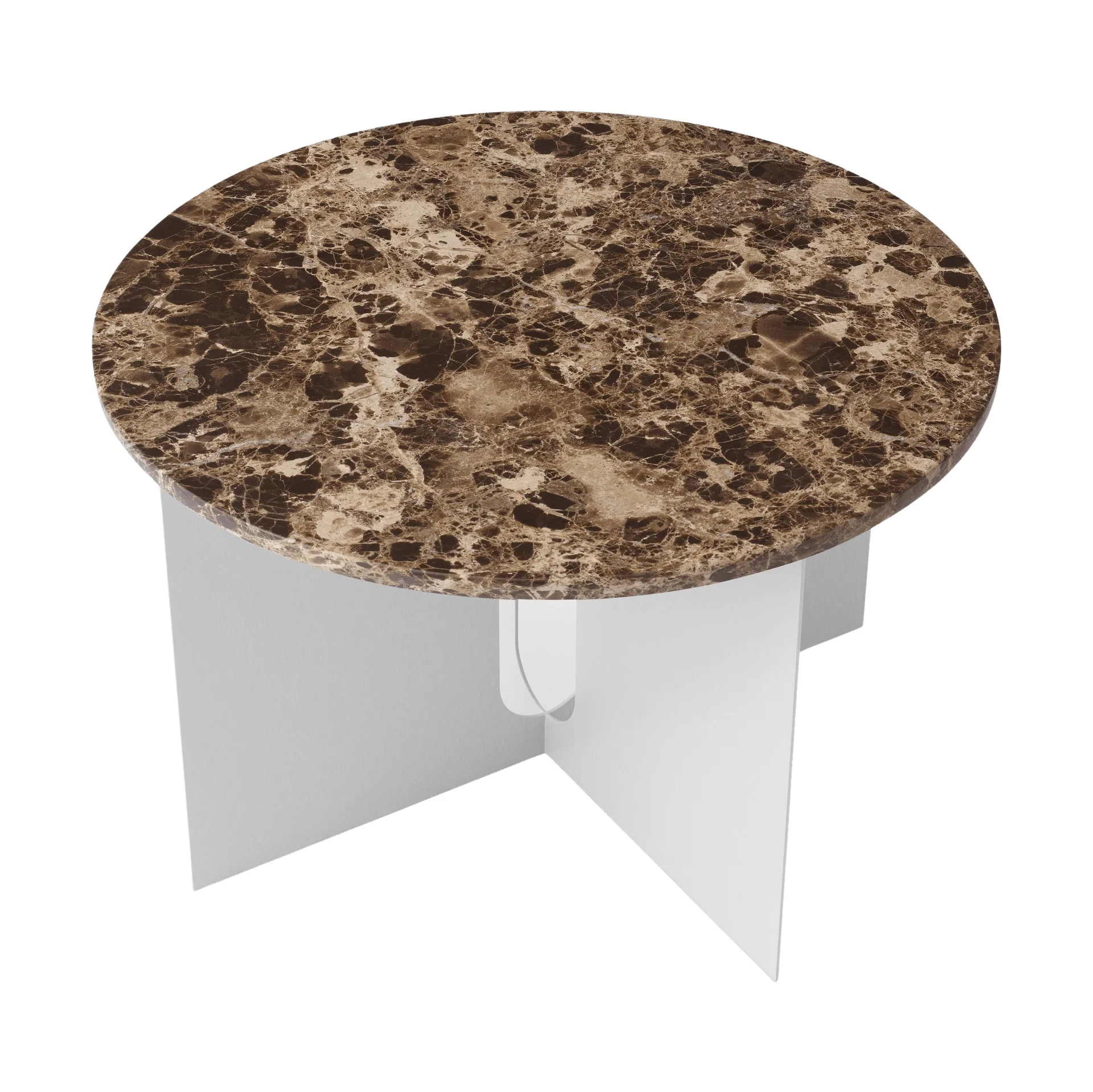 Table d'appoint Androgyne, Emperador marbre-acier brossé, Ø65 cm Audo Copenhagen