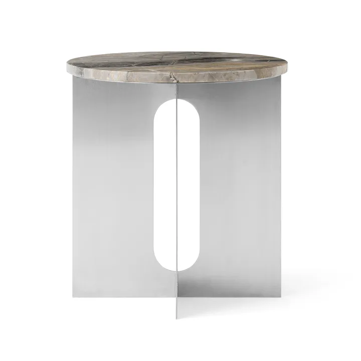 Table d'appoint Androgyne - Grey Galaxy marbre-acier brossé, Ø42 cm - Audo Copenhagen