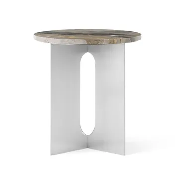 Table d'appoint Androgyne - Grey Galaxy marbre-acier brossé, Ø42 cm - Audo Copenhagen