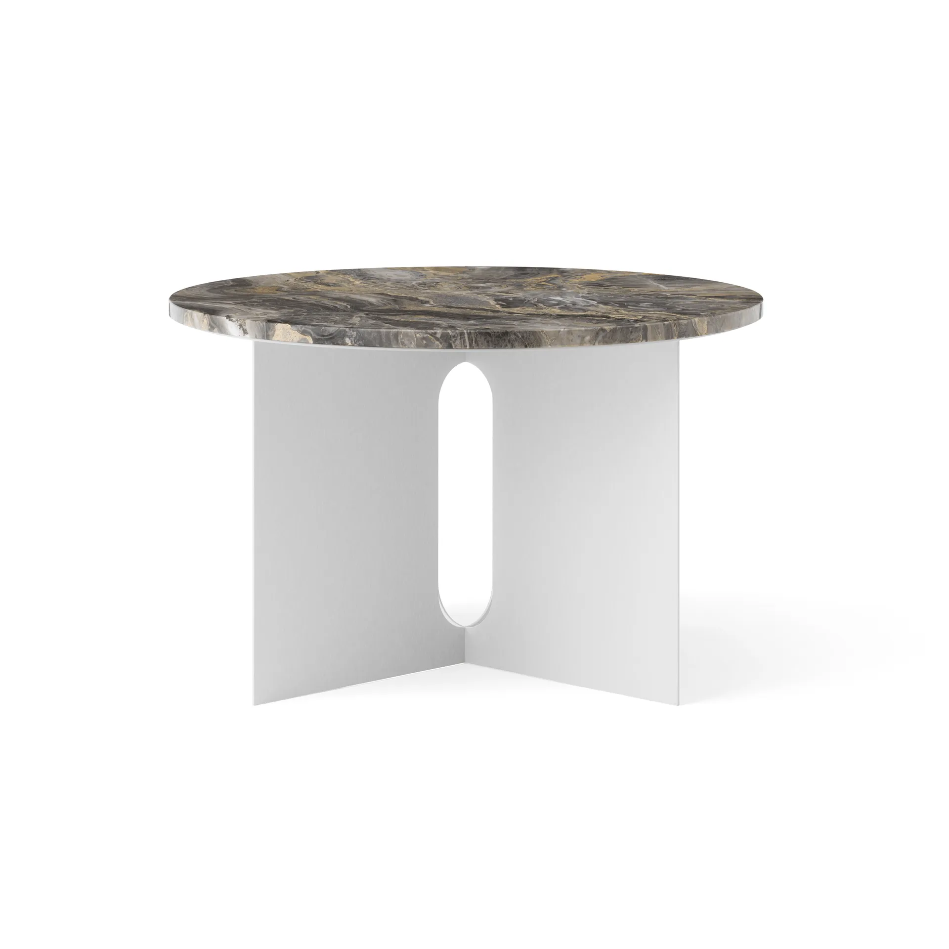 Table d'appoint Androgyne, Grey Galaxy marbre-acier brossé, Ø65 cm Audo Copenhagen