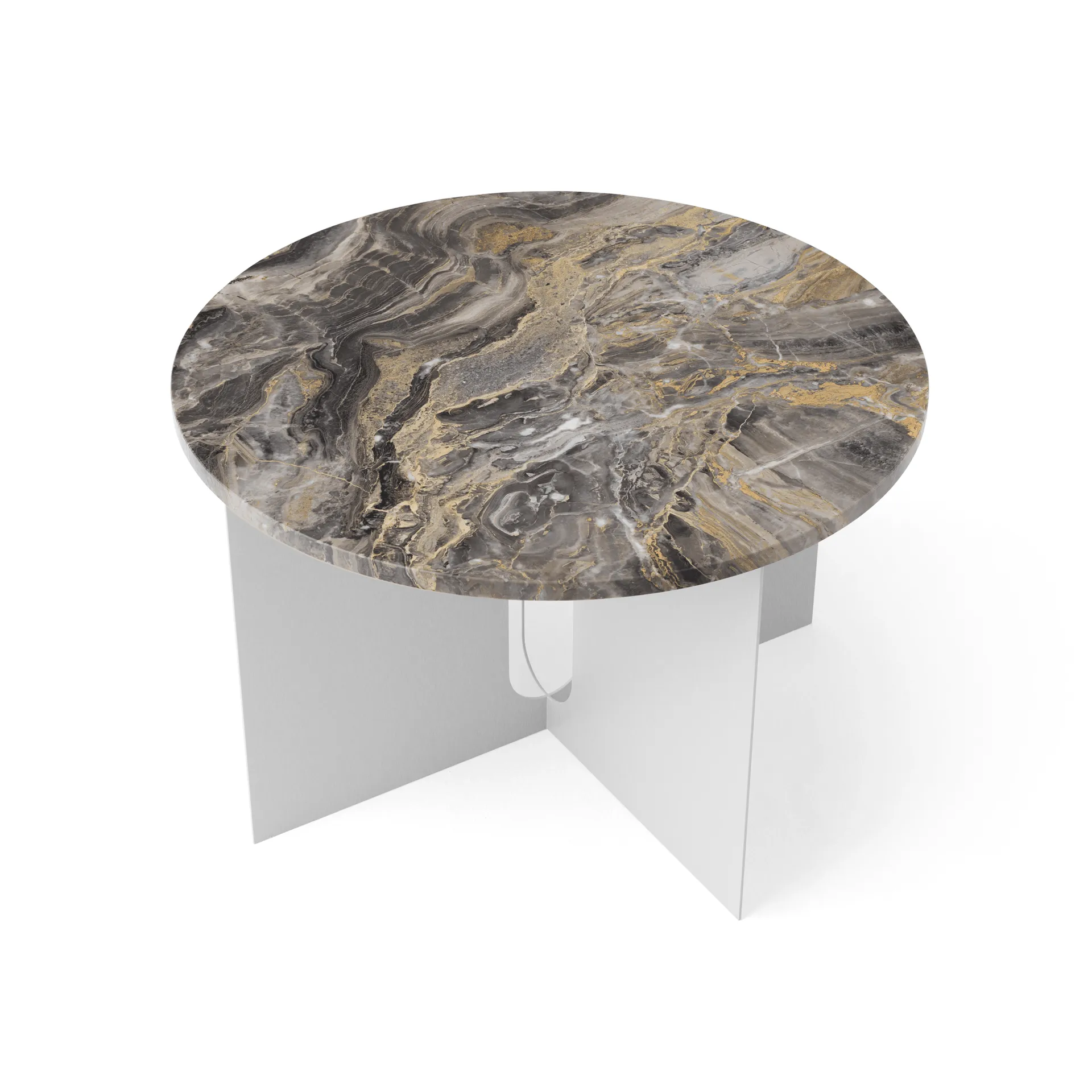 Table d'appoint Androgyne, Grey Galaxy marbre-acier brossé, Ø65 cm Audo Copenhagen