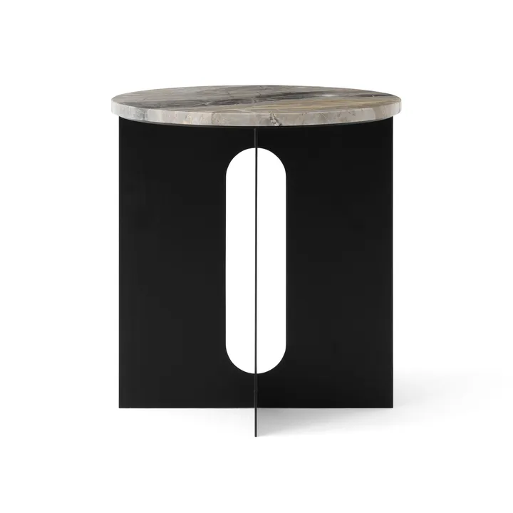 Table d'appoint Androgyne - Grey Galaxy marbre-acier noir, Ø42 cm - Audo Copenhagen