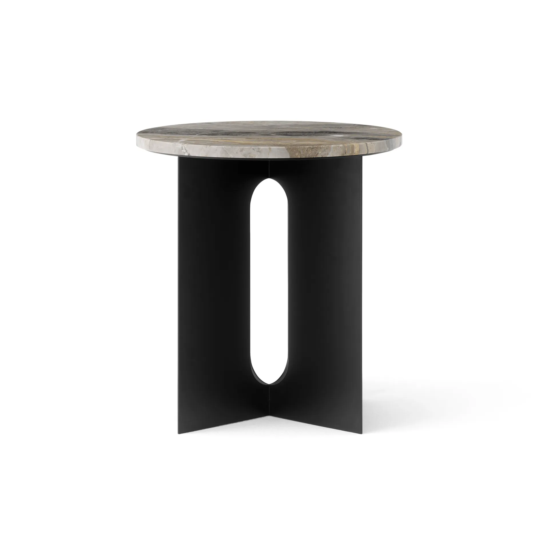 Table d'appoint Androgyne, Grey Galaxy marbre-acier noir, Ø42 cm Audo Copenhagen