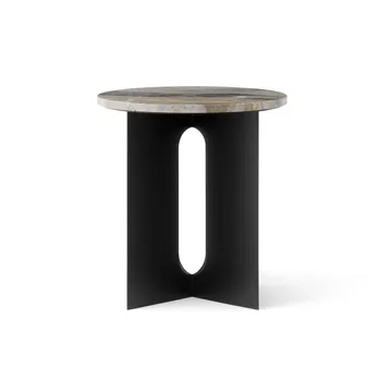 Table d'appoint Androgyne - Grey Galaxy marbre-acier noir, Ø42 cm - Audo Copenhagen