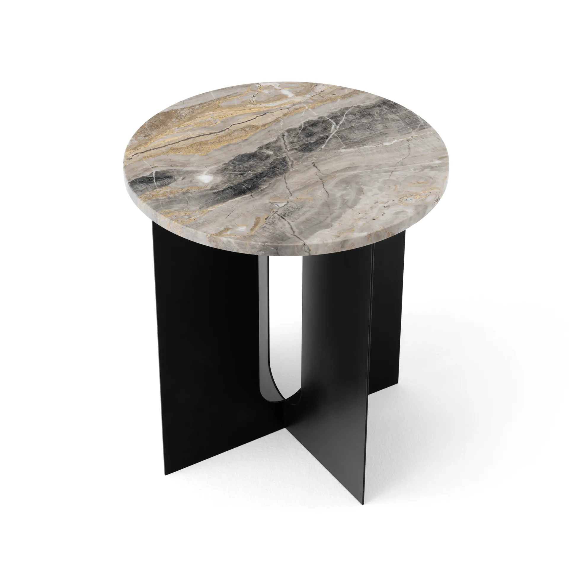 Table d'appoint Androgyne, Grey Galaxy marbre-acier noir, Ø42 cm Audo Copenhagen