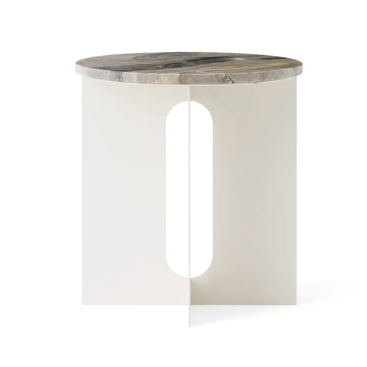 Table d'appoint Androgyne - Grey Galaxy marbre-ivoire acier, Ø42 cm - Audo Copenhagen