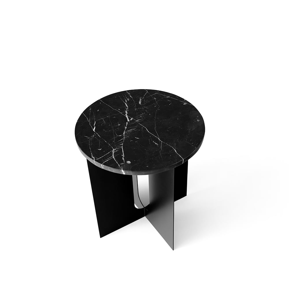 Audo Copenhagen / MENU Table d'appoint Androgyne marble black, o 42 cm, structure en acier noir