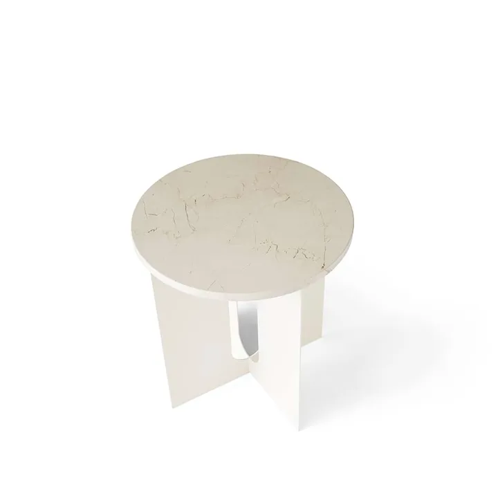 Table d'appoint Androgyne, Marble Crystal Rose-structure en acier ivoire, Ø42 cm - Audo Copenhagen