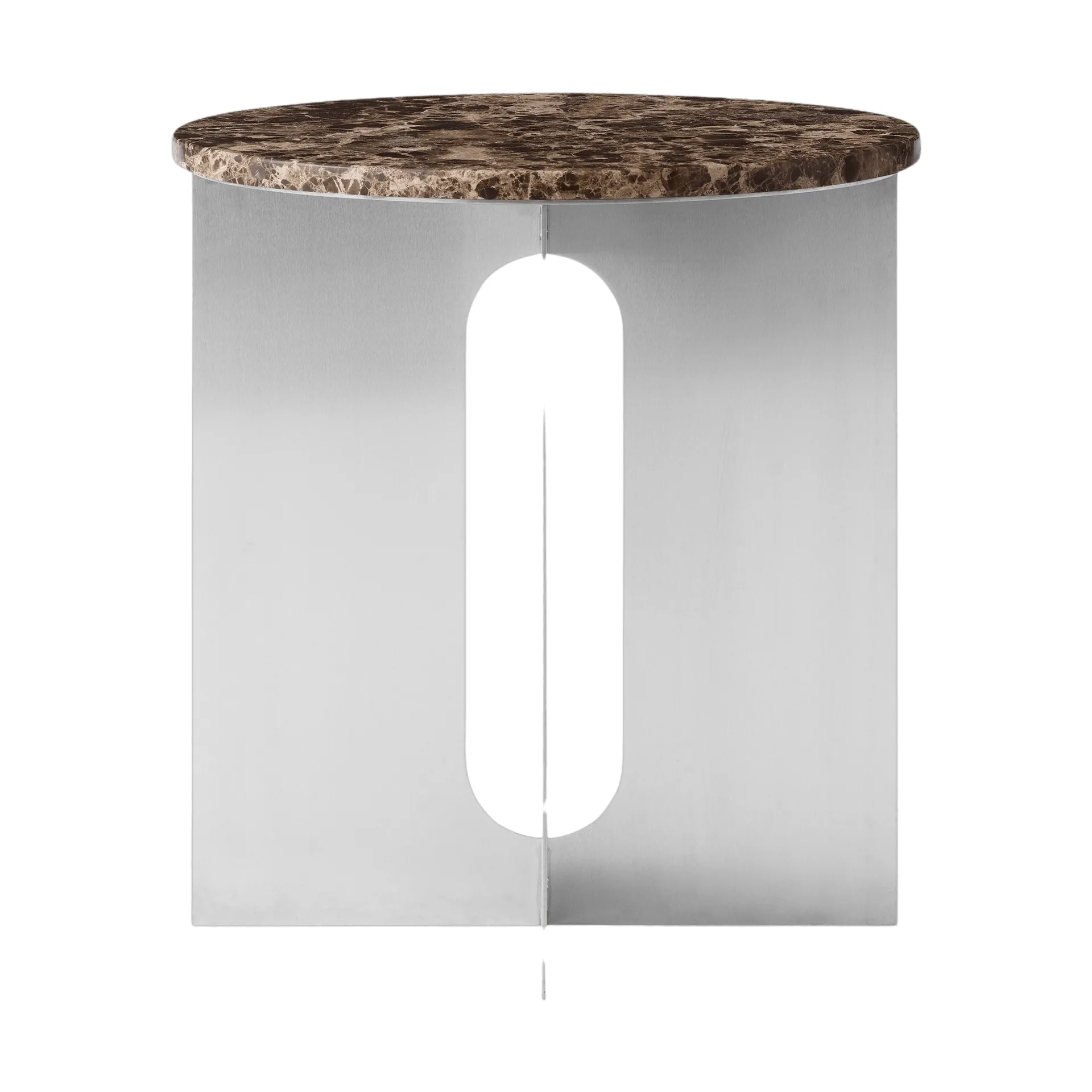 Table d'appoint Androgyne, Marbre Emperador-acier brossé, Ø42 cm Audo Copenhagen