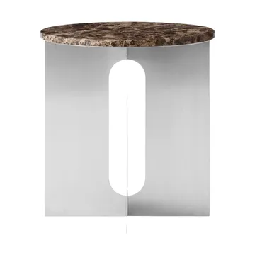 Table d'appoint Androgyne - Marbre Emperador-acier brossé, Ø42 cm - Audo Copenhagen