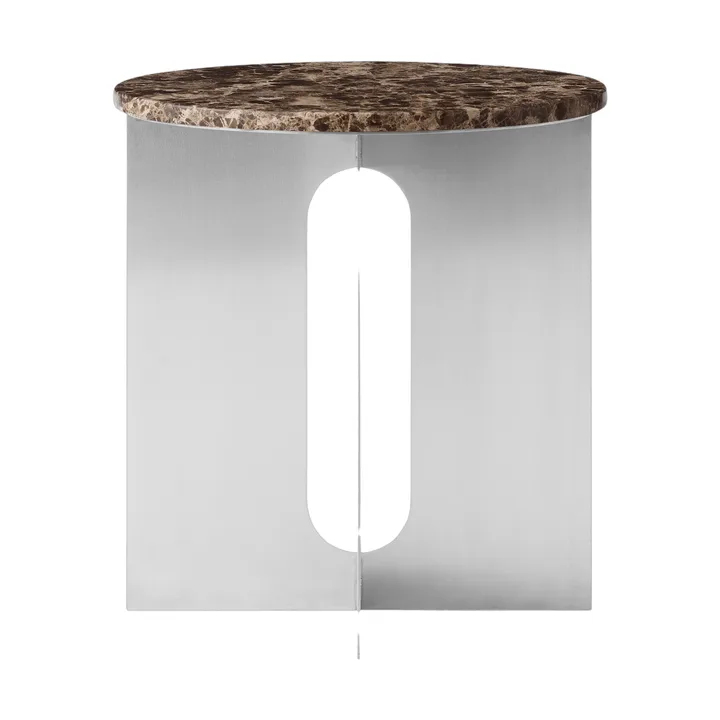 Table d'appoint Androgyne - Marbre Emperador-acier brossé, Ø42 cm - Audo Copenhagen