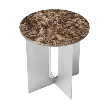 Table d'appoint Androgyne - Marbre Emperador-acier brossé, Ø42 cm - Audo Copenhagen