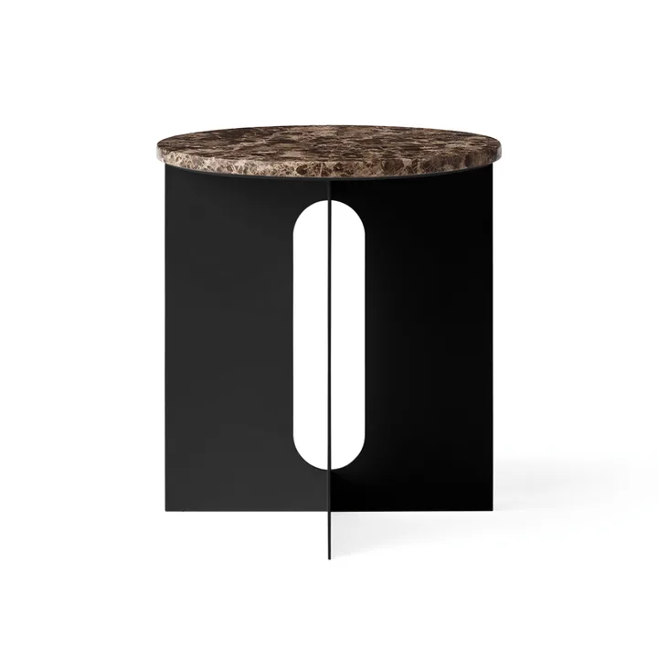 Table d'appoint Androgyne - Marbre Emperador-acier noir, Ø42 cm - Audo Copenhagen