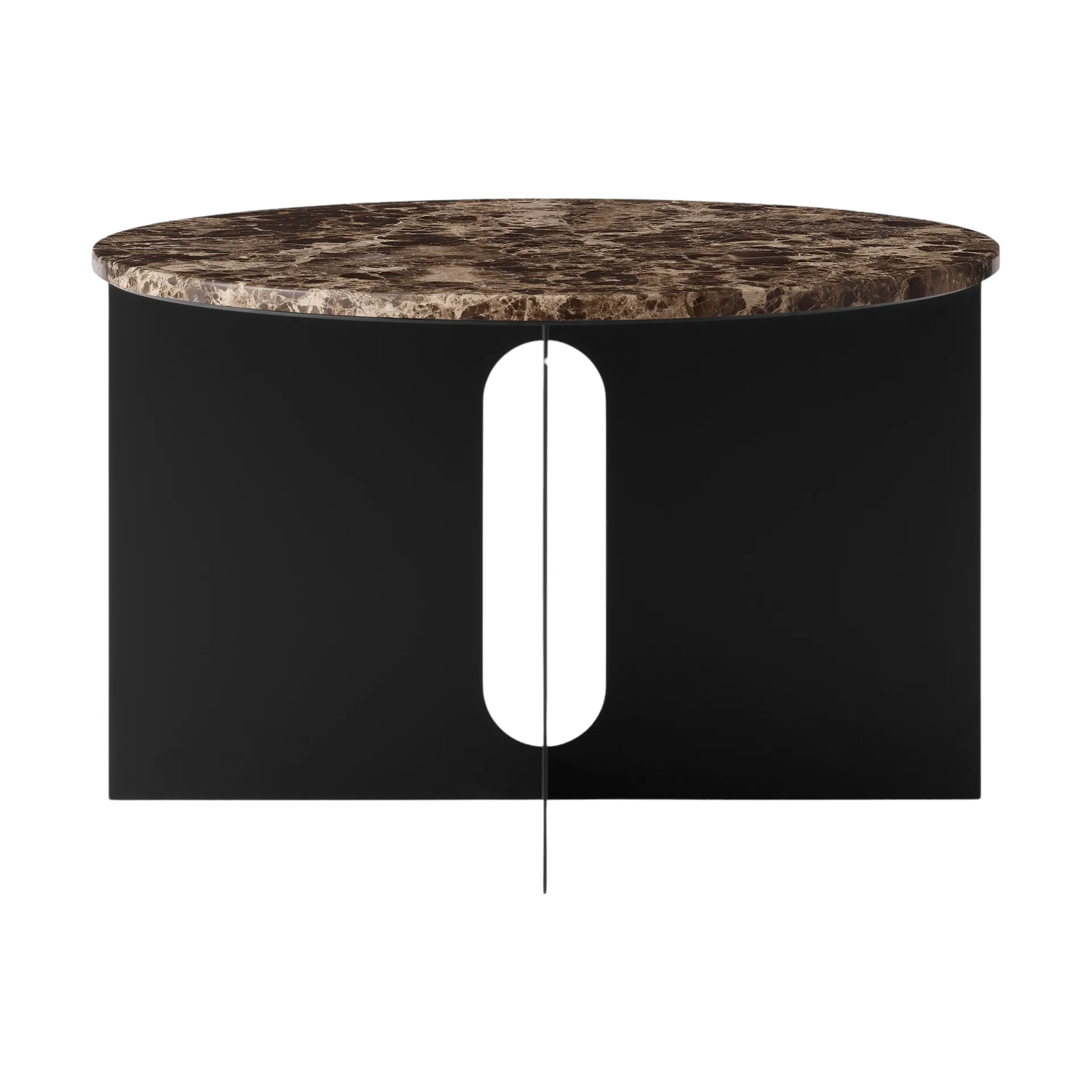 Table d'appoint Androgyne, Marbre Emperador-acier noir, Ø65 cm Audo Copenhagen