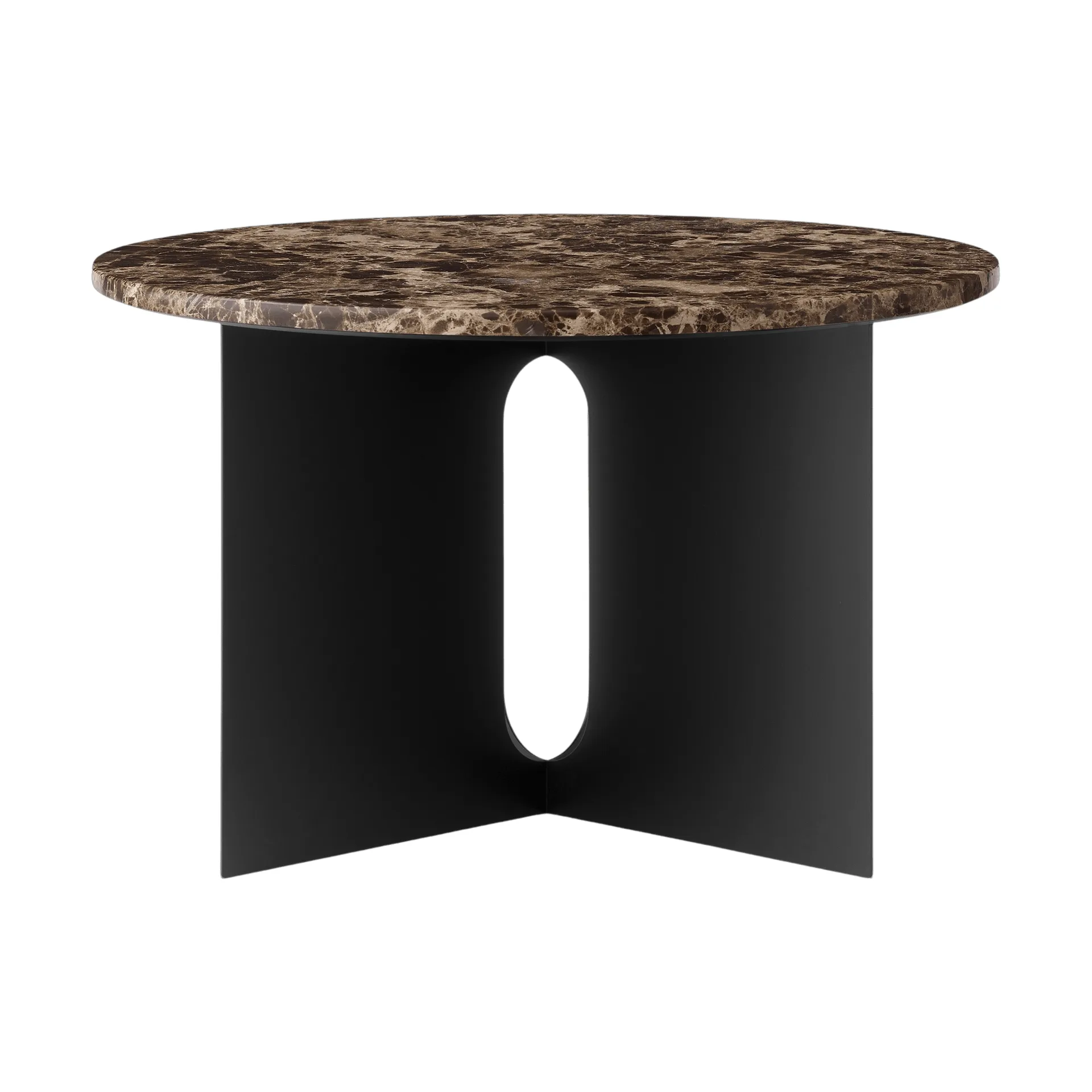 Table d'appoint Androgyne, Marbre Emperador-acier noir, Ø65 cm Audo Copenhagen