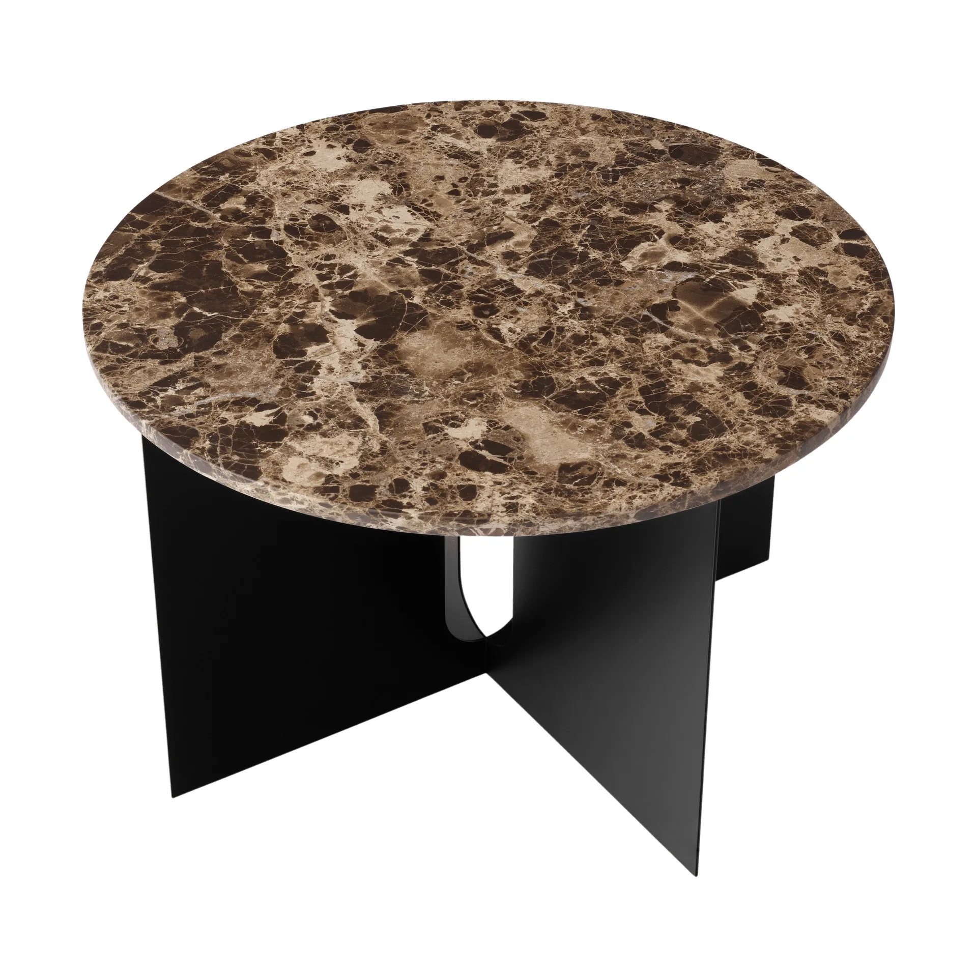 Table d'appoint Androgyne, Marbre Emperador-acier noir, Ø65 cm Audo Copenhagen