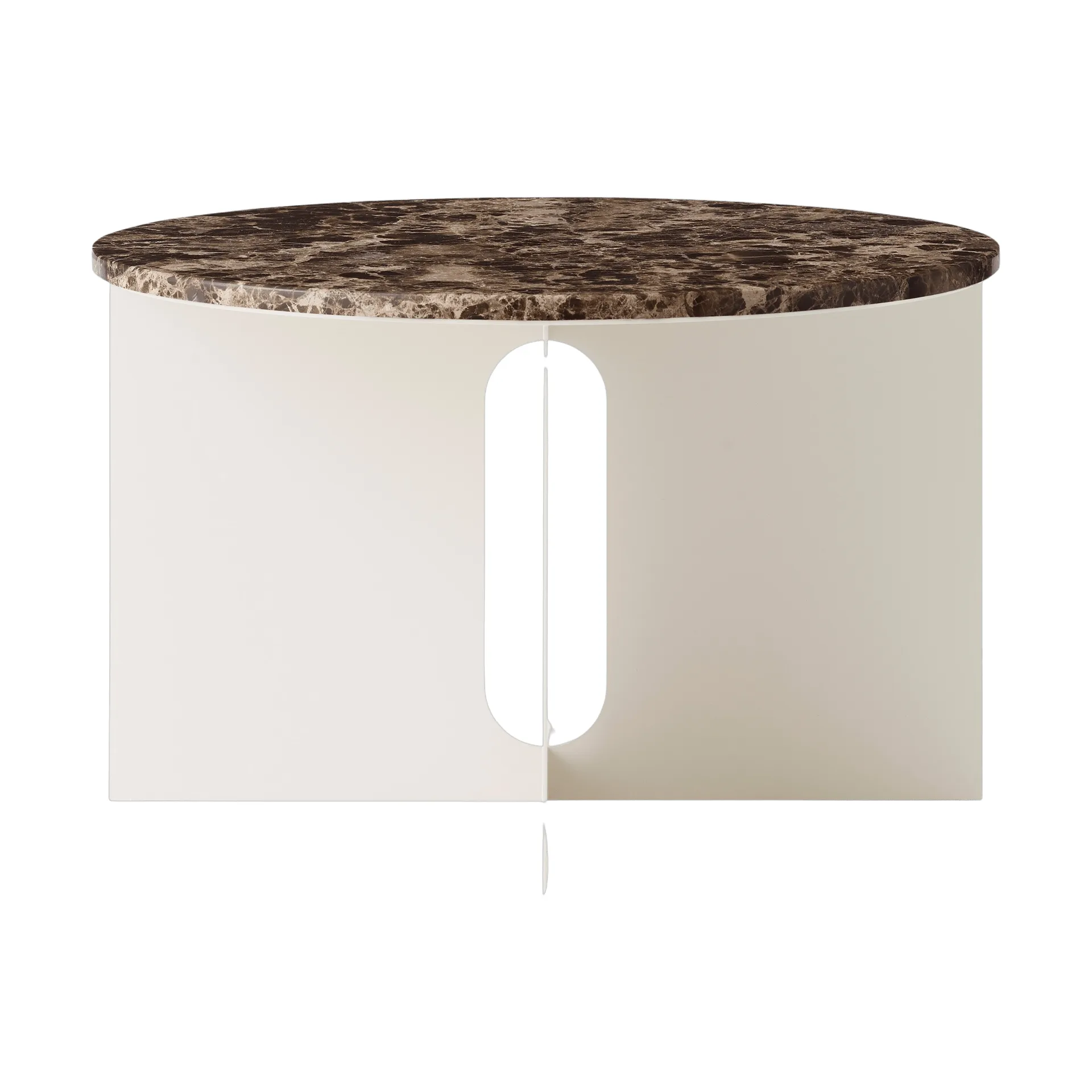 Table d'appoint Androgyne, Marbre Emperador-ivoire acier, Ø65 cm Audo Copenhagen