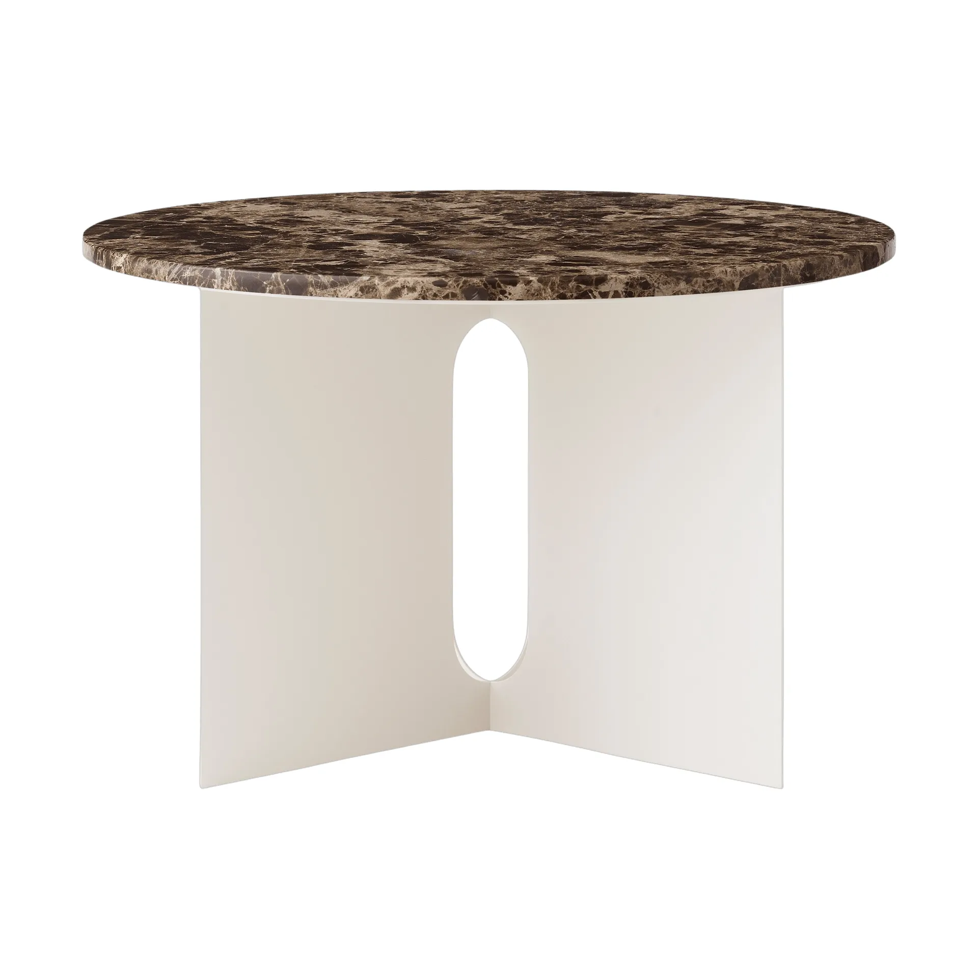 Table d'appoint Androgyne, Marbre Emperador-ivoire acier, Ø65 cm Audo Copenhagen
