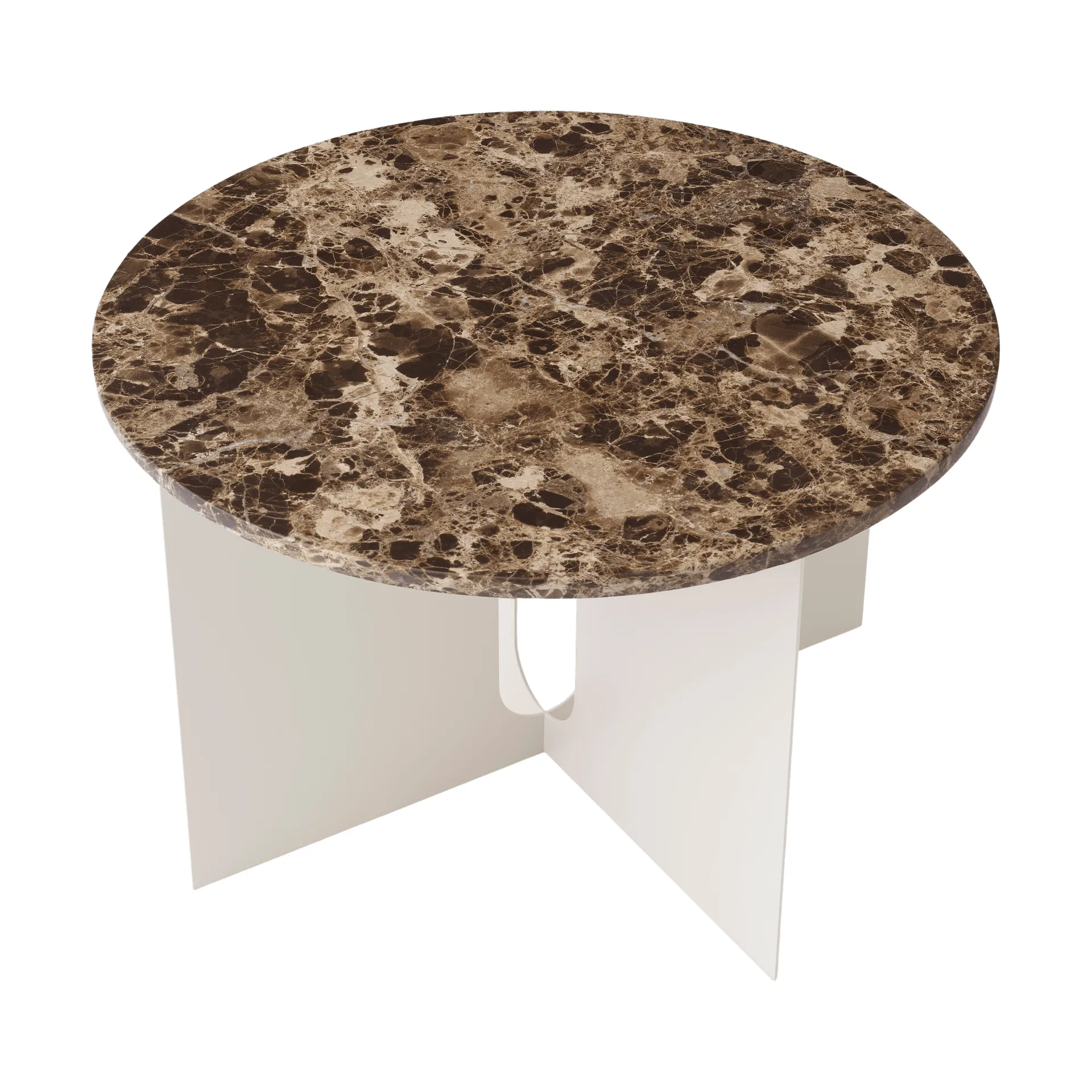 Table d'appoint Androgyne, Marbre Emperador-ivoire acier, Ø65 cm Audo Copenhagen