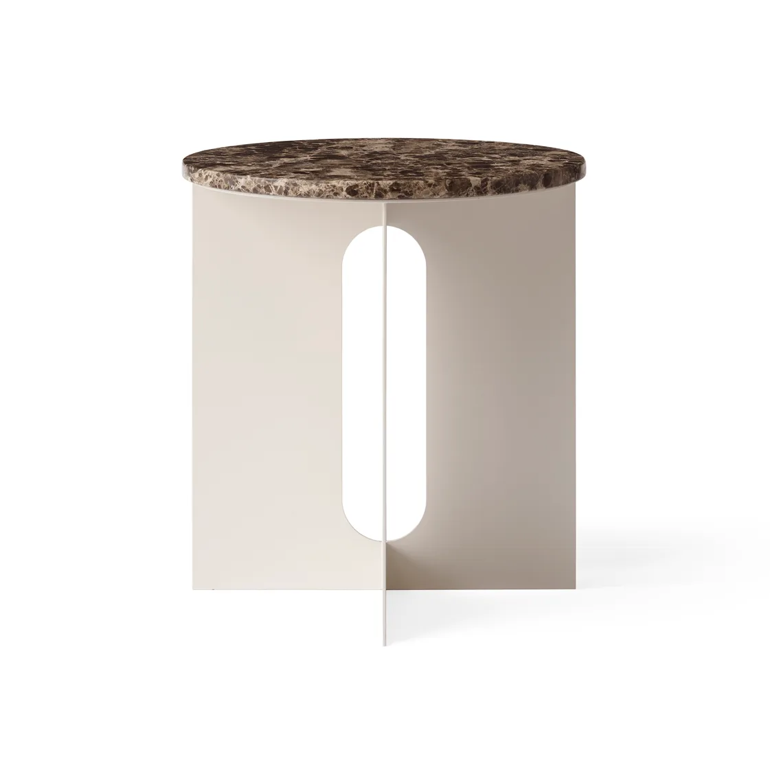 Table d'appoint Androgyne, Marbre Emperador-ivory acier, Ø42 cm Audo Copenhagen