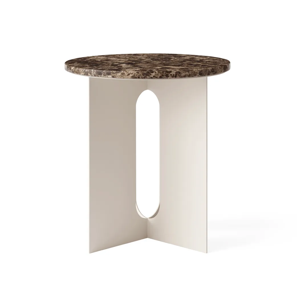 Table d'appoint Androgyne, Marbre Emperador-ivory acier, Ø42 cm Audo Copenhagen