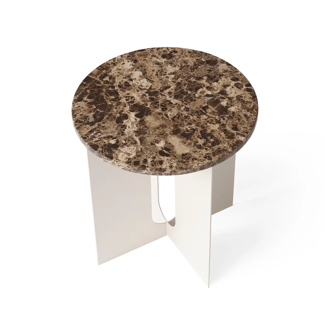 Table d'appoint Androgyne, Marbre Emperador-ivory acier, Ø42 cm Audo Copenhagen