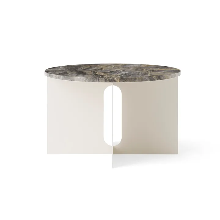 Table d'appoint Androgyne - Marbre Grey Galaxy-acier ivory, Ø65 cm - Audo Copenhagen