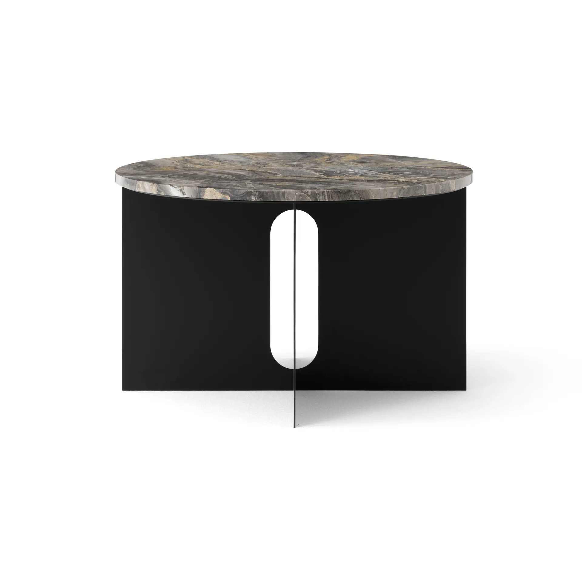 Table d'appoint Androgyne, Marbre Grey Galaxy-noir acier, Ø65 cm Audo Copenhagen