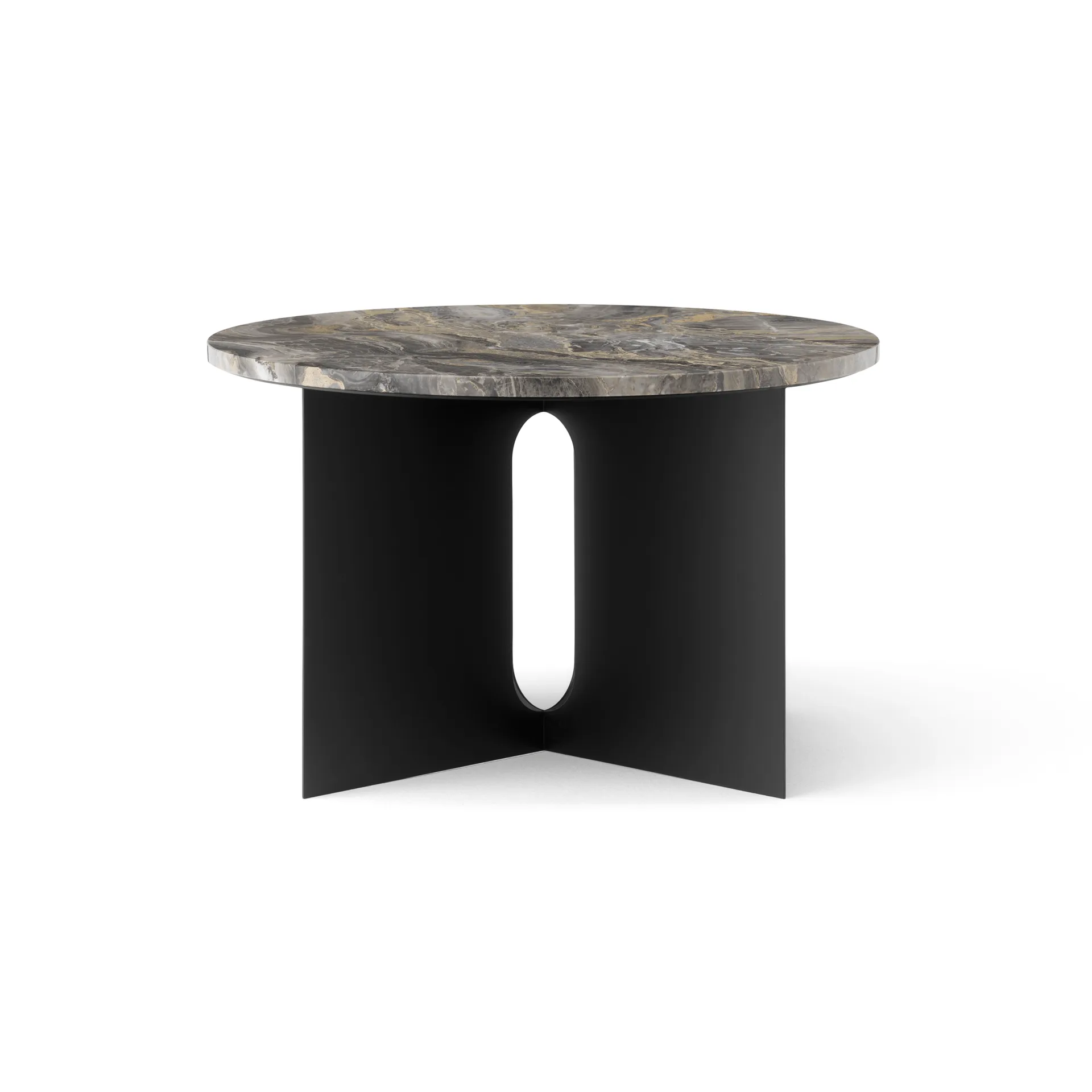 Table d'appoint Androgyne, Marbre Grey Galaxy-noir acier, Ø65 cm Audo Copenhagen