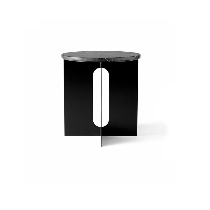 Table d'appoint Androgyne - Marbre Nero Marquina-acier noir, Ø42 cm - Audo Copenhagen