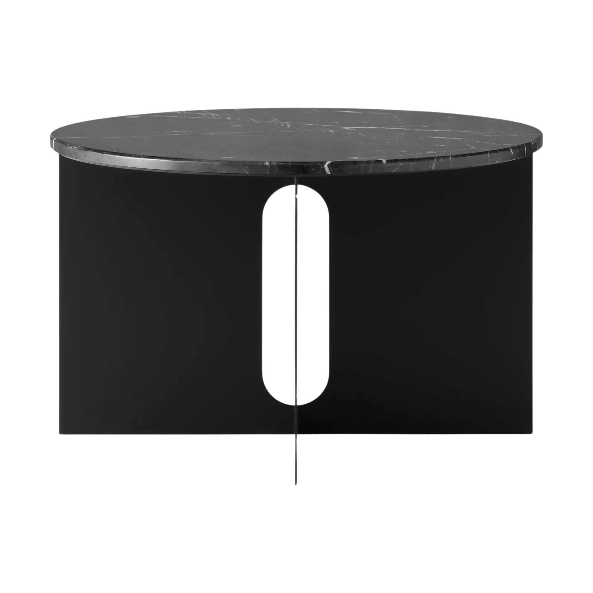 Table d'appoint Androgyne, Marbre Nero Marquina-acier noir, Ø65 cm Audo Copenhagen