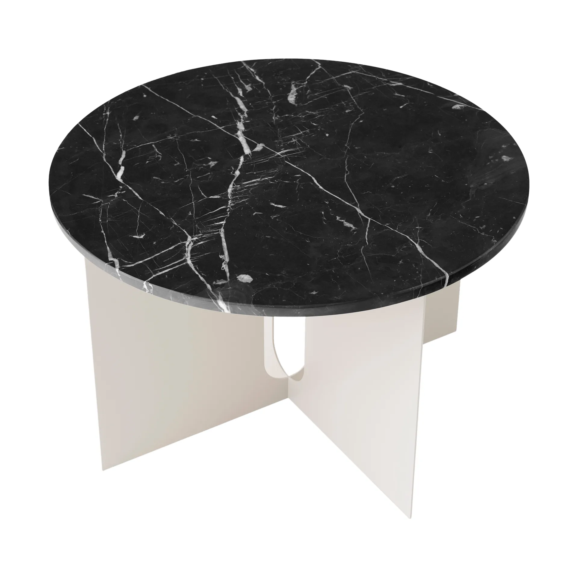 Table d'appoint Androgyne, Marbre Nero Marquina-ivory acier, Ø65 cm Audo Copenhagen