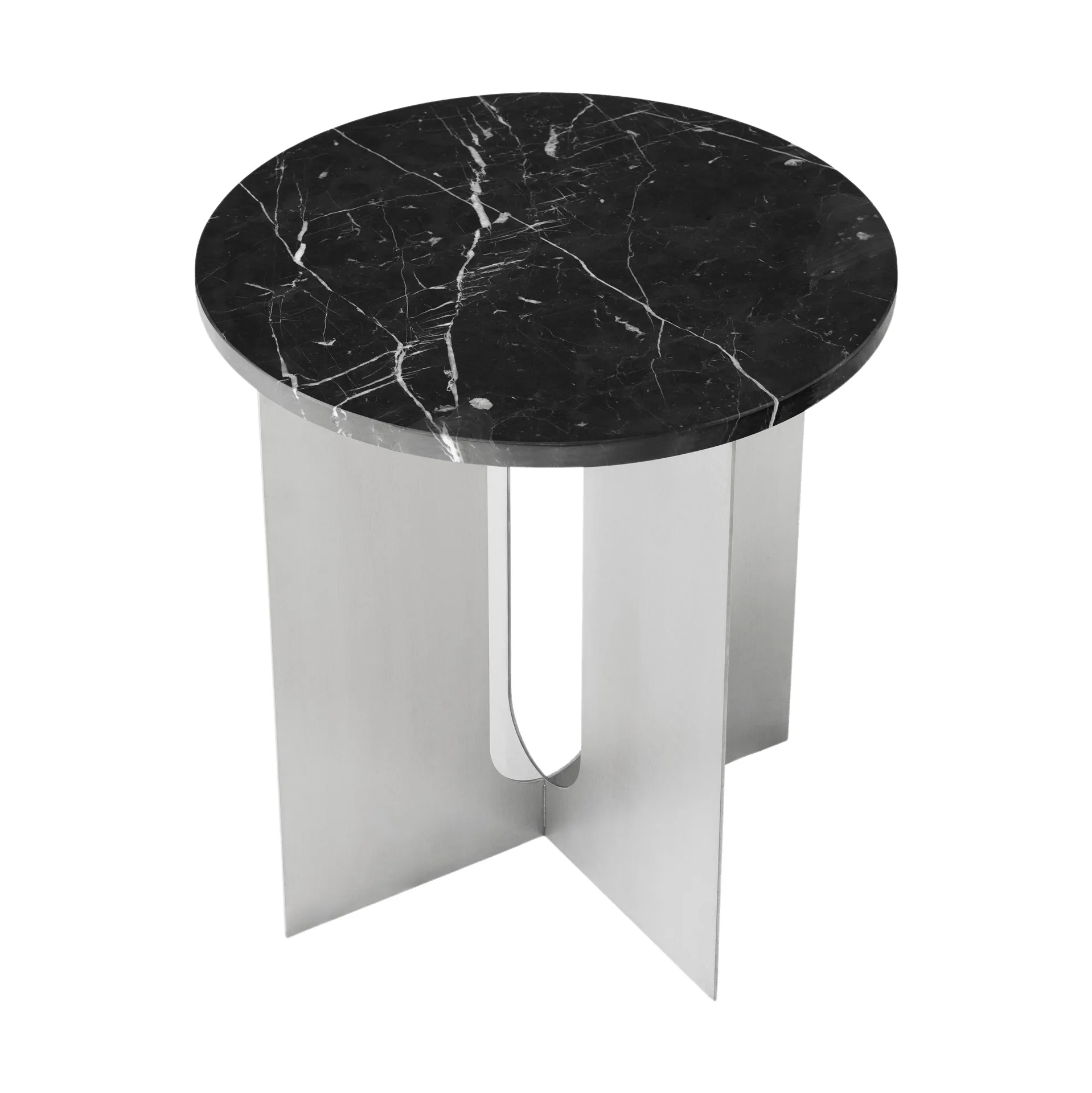 Table d'appoint Androgyne, Nero Maquina marbre-acier brossé, Ø42 cm Audo Copenhagen