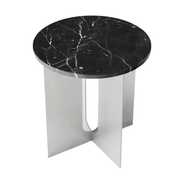 Table d'appoint Androgyne - Nero Maquina marbre-acier brossé, Ø42 cm - Audo Copenhagen