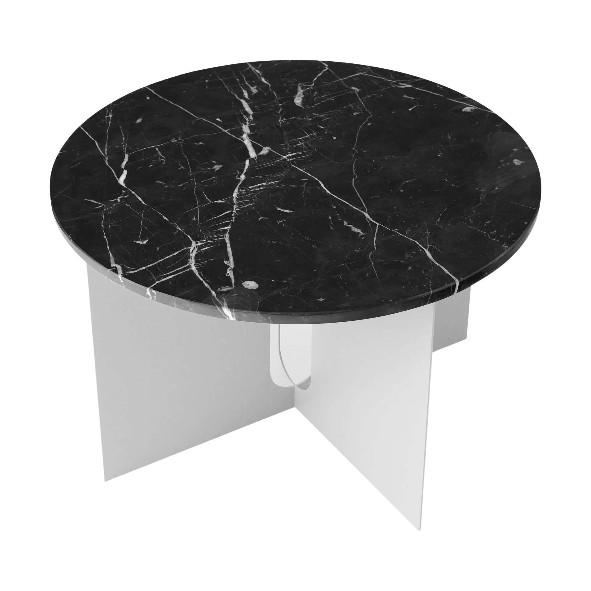 Table d'appoint Androgyne, Nero Maquina marbre-acier brossé, Ø65 cm Audo Copenhagen