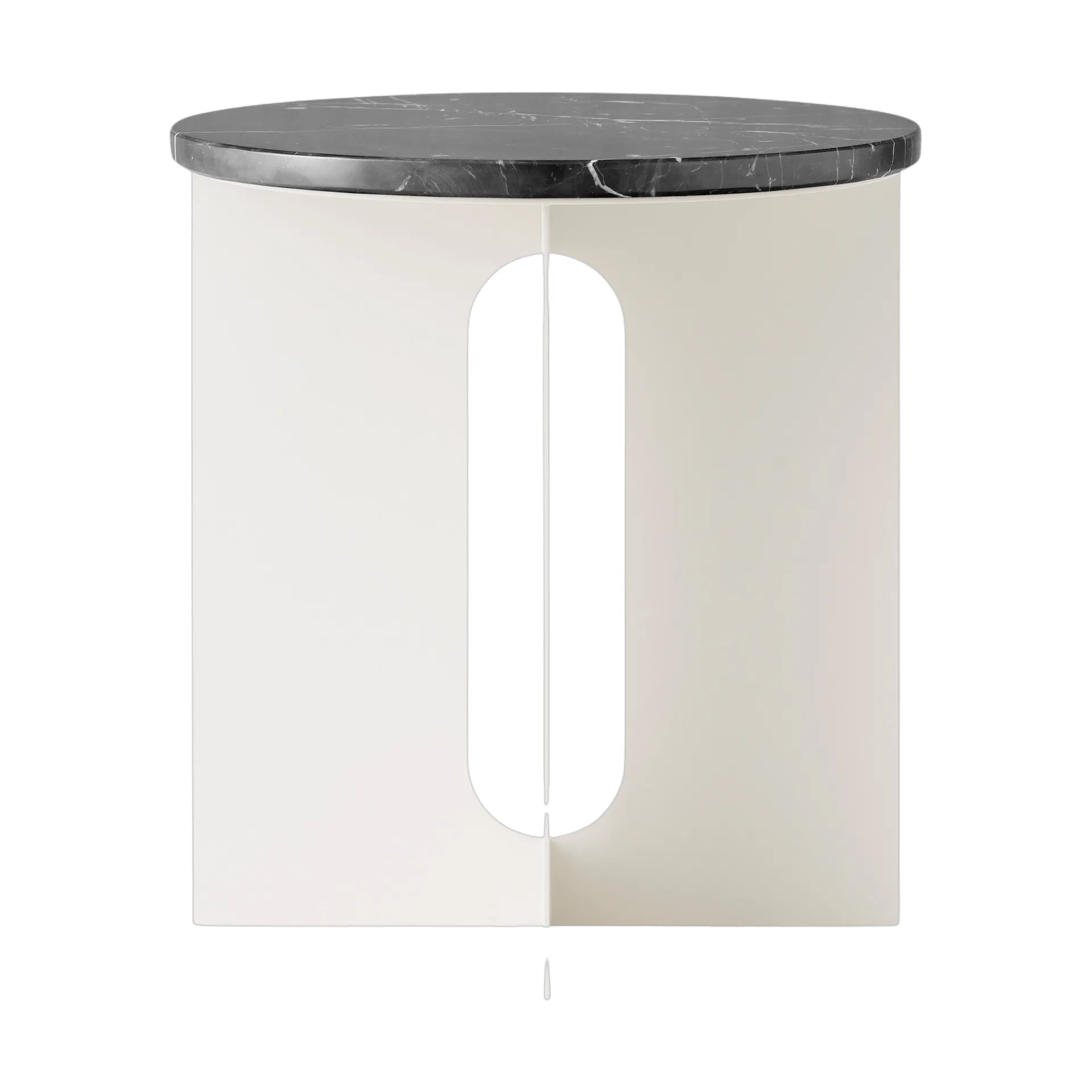 Table d'appoint Androgyne, Nero Marquina marbre-ivory acier, Ø42 cm Audo Copenhagen