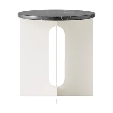 Table d'appoint Androgyne - Nero Marquina marbre-ivory acier, Ø42 cm - Audo Copenhagen