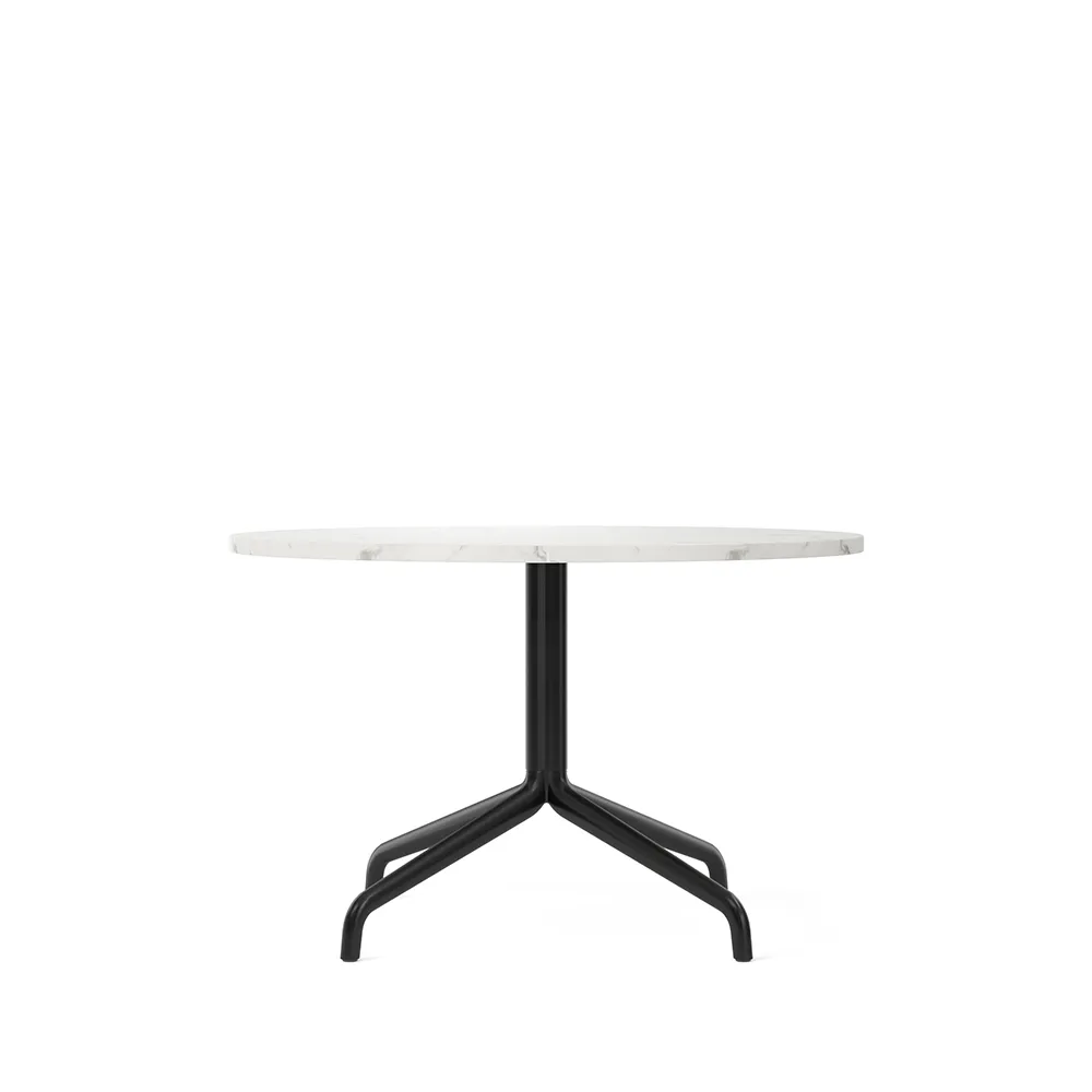 Table de salon Harbour Column, Marble offwhite-structure en acier noir Audo Copenhagen