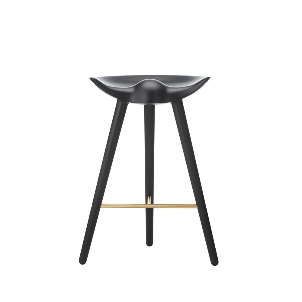Tabouret de bar ML 42, black stained beech, brass Audo Copenhagen
