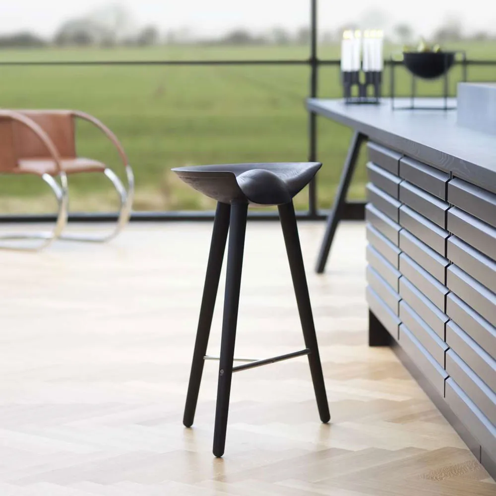 Tabouret de bar ML 42, black stained beech, brass Audo Copenhagen