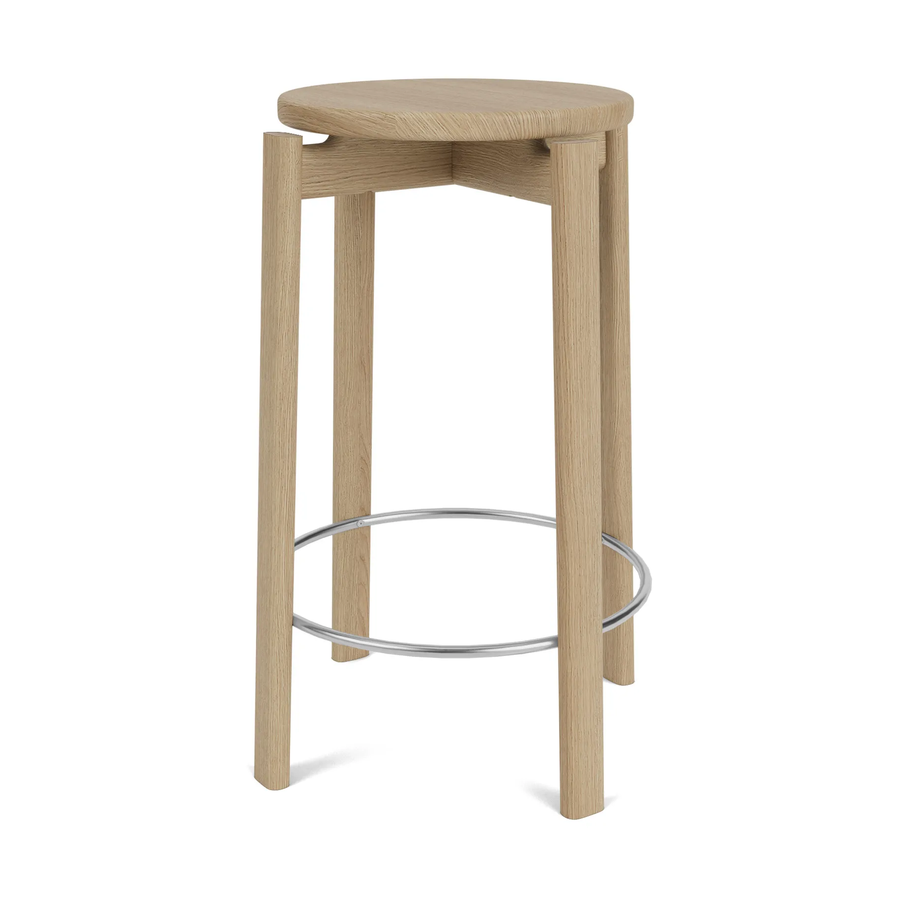 Tabouret de bar Passage, Chêne-acier inoxydable, 65 cm Audo Copenhagen