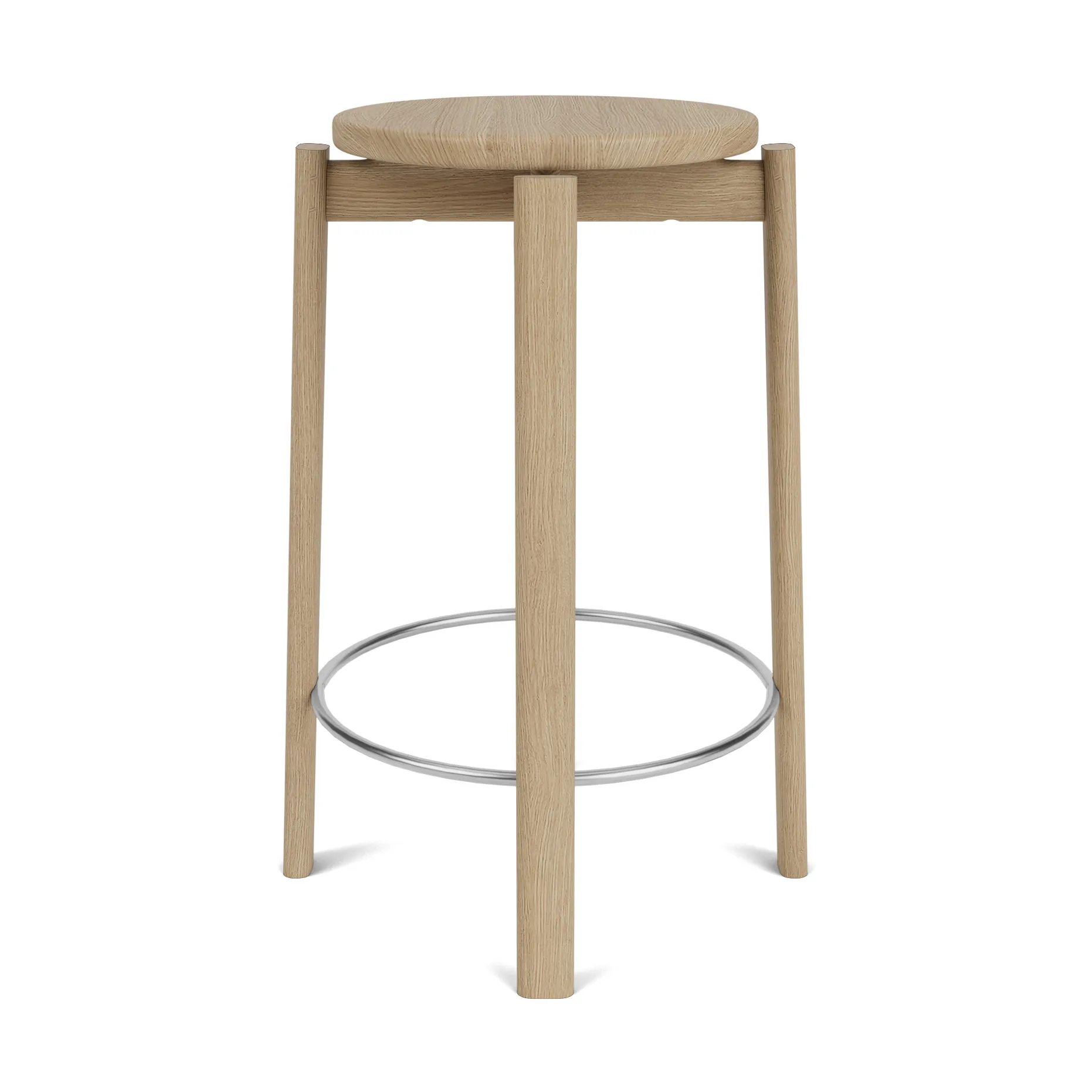 Tabouret de bar Passage, Chêne-acier inoxydable, 65 cm Audo Copenhagen