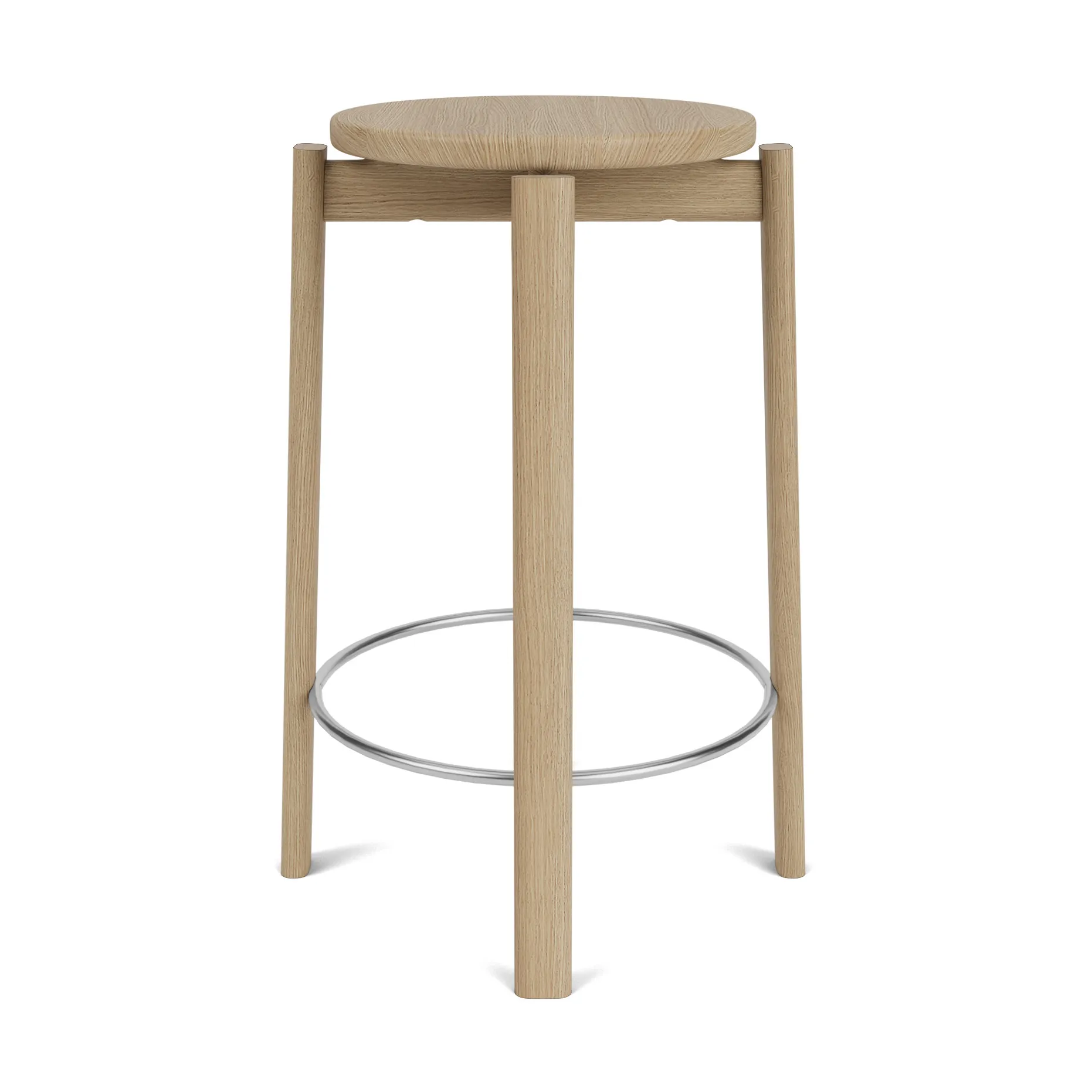 Tabouret de bar Passage, Chêne-acier inoxydable, 65 cm Audo Copenhagen