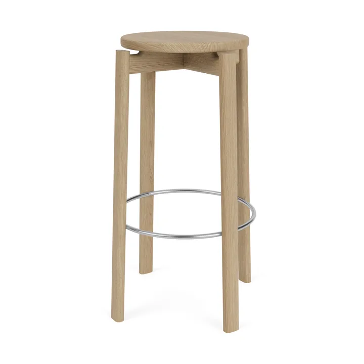 Tabouret de bar Passage - Chêne-acier inoxydable, 75 cm - Audo Copenhagen