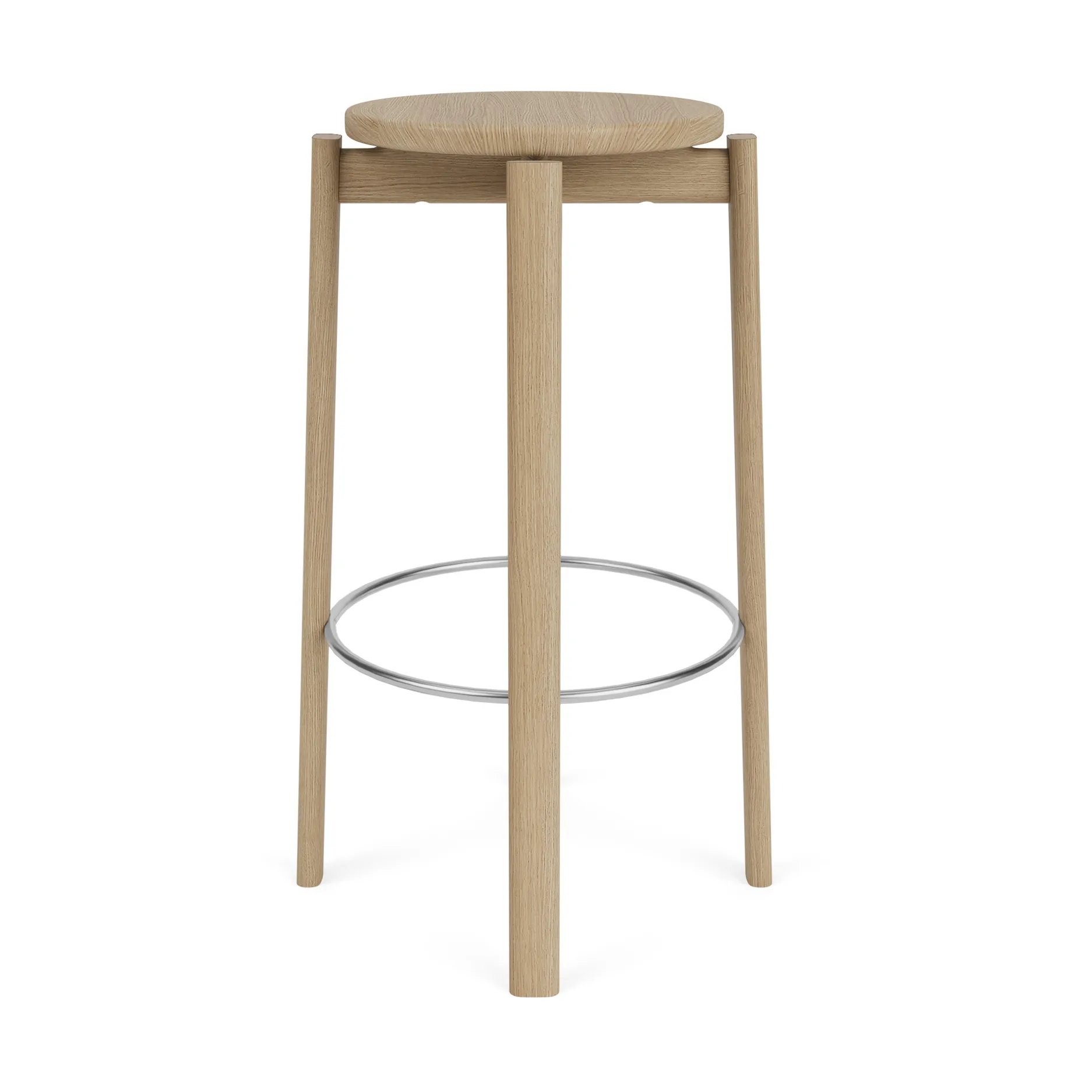 Tabouret de bar Passage, Chêne-acier inoxydable, 75 cm Audo Copenhagen